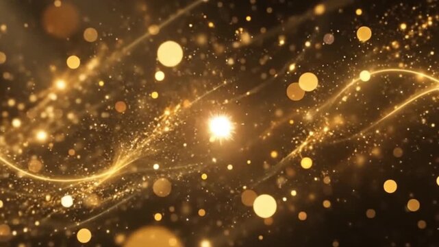 Infinite Golden Light Particles  4K 3D Animated Background