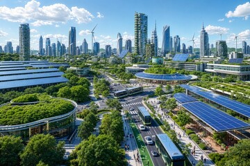 Obraz premium Green Smart City Powered by Renewable Energy and Sustainable Technology