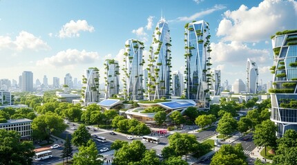 Obraz premium Green Smart City Powered by Renewable Energy and Sustainable Technology