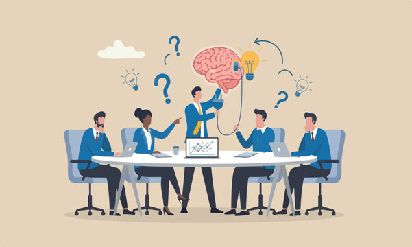 Creativity, success or innovation, intelligence or solution concept, businessman connect plug with lightbulb idea to human brain