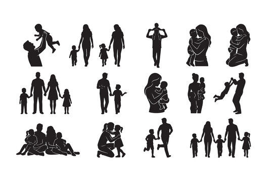 Family Lifestyle Silhouette Vector Bundle