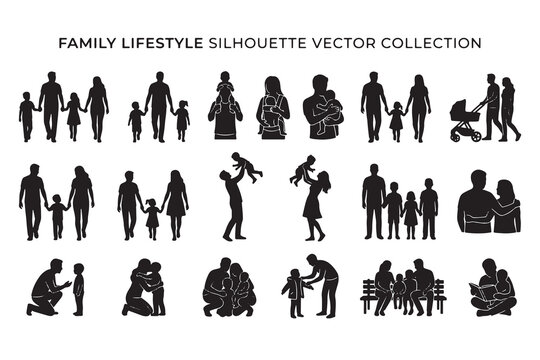 Mother Father Child Silhouette Vector Pack