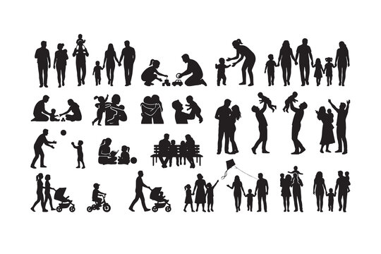 Family Lifestyle Silhouette Vector Bundle