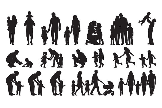 Happy Family Black Silhouette Set