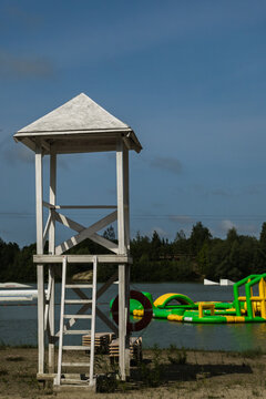 Lifeguard tower by inflatable water park