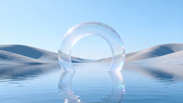 Crystal arch over calm water