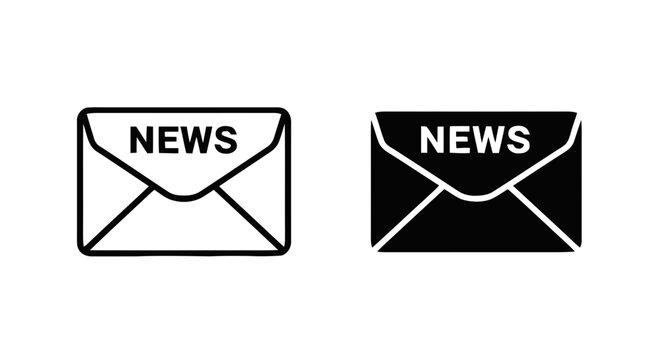 Vector illustration of newsletter icon set, email with news sign, vector illustration on a transparent background