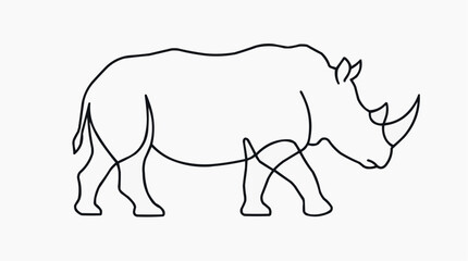 Obraz premium Minimalist Rhino Outline: A simple, elegant outline drawing of a rhino in profile, showcasing the animal's iconic form and horn.
