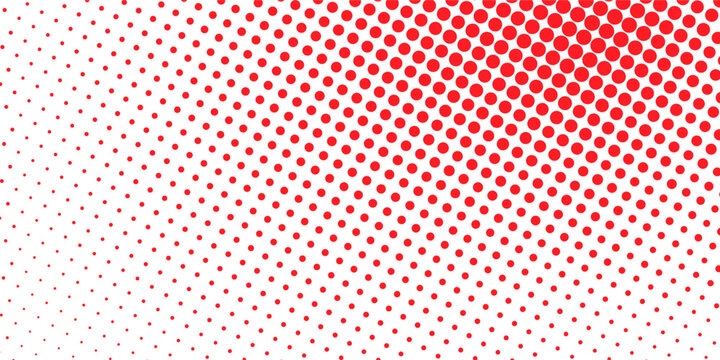 Abstract red halftone dot gradient background, modern retro comic pattern, geometric vector design