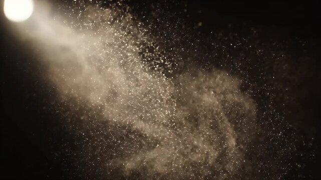 Dust motes illuminated by a soft spotlight against a dark background.