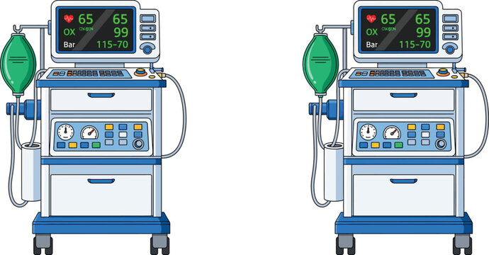 Portable intensive care medical anesthesia machine with patient monitor and display anesthesia intensive hospital clinical equipment surgical operating technology healthcare ventilation