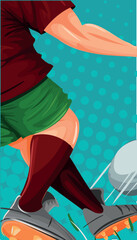 Jogador de futebol português chutando bola - design de cartaz ilustrado © Diogenes