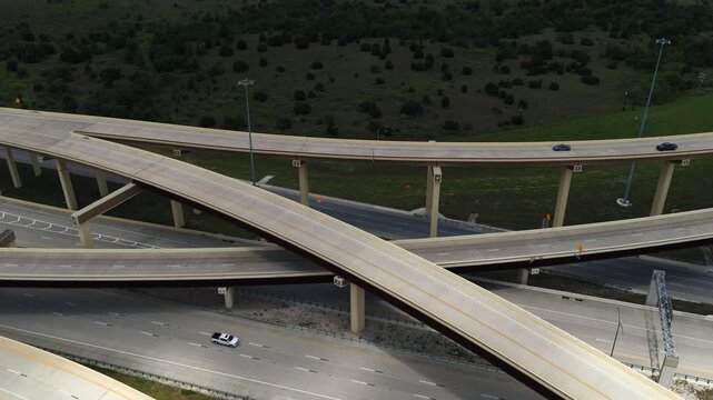 Aerial US 290 Highway Interchange Flyover Ramps in Manor Texas Part 1 of 5