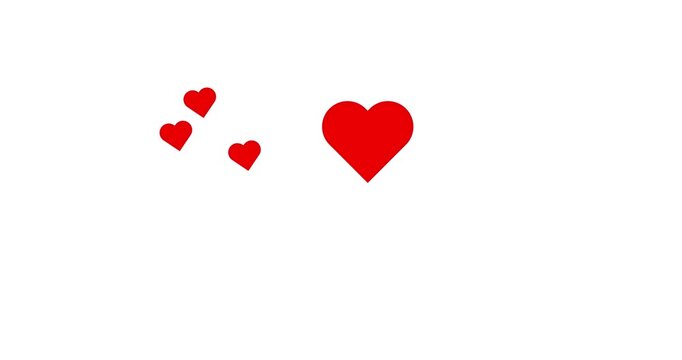 Fountain of hearts in a flat style, love, social media. 3D animation on transparent background. down to up rotated love action