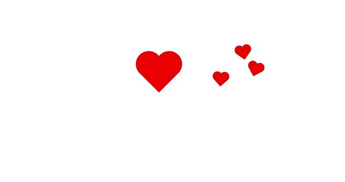Fountain of hearts in a flat style, love, social media. 3D animation on transparent background. down to up rotated love action