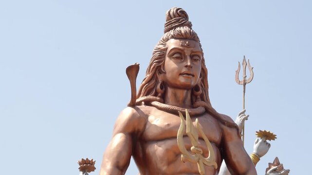 Massive Lord Shiva Statue with Trident at Religious Complex in Ujjain, mahakal corridor, Ujjain Shiva Shri Mahakaleshwar Jyotirlinga Temple