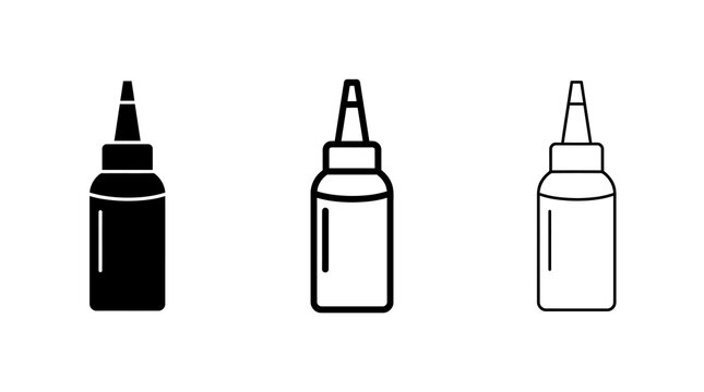 Black and white eye drop bottle icons in minimalist style