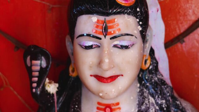 Decorative Face of Lord Shiva Idol with Sacred Tilak and Serpent