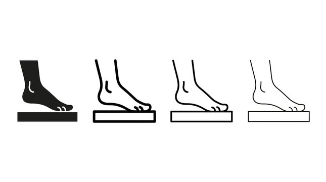 Foot positions silhouette and outline styles on step illustration