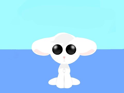 Cute White Bunny Rabbit Cartoon Character Big Eyes Kawaii