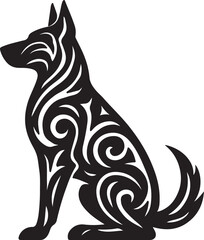 Fototapeta premium dog silhouette with tribal pattern black and white