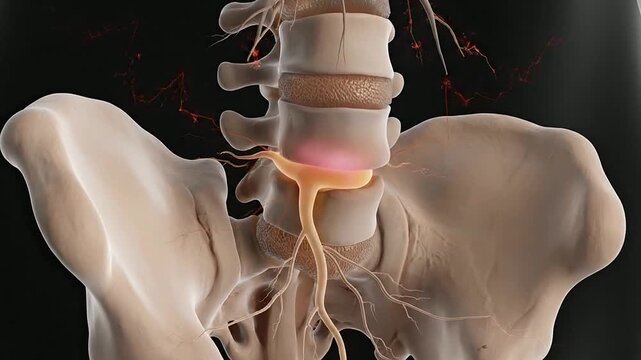 Lumbar Disc Surgery Recovery Visual Concept Highlighting Nerve Pathways and Spinal Anatomy for Medical Education