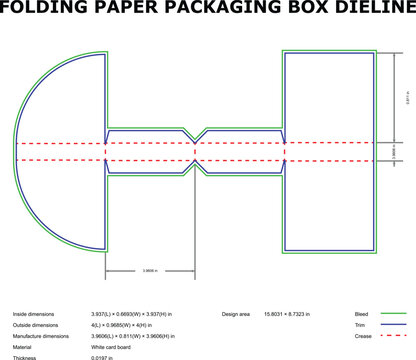  Technical Folding Paper Packaging Box Net Shape Dieline Diagram with Dimensions packaging design ecommerce branding sustainable packaging print production product prototyping