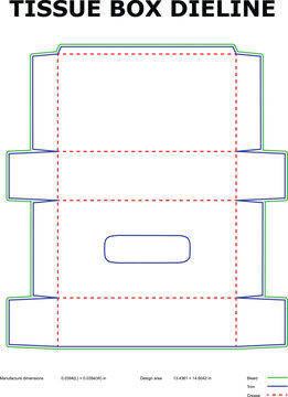 Precise Tissue Box Die Line Pattern with Fold Marks and Cut product prototyping packaging design crafting materials DIY projects minimalist templates