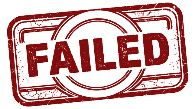 Failed red rubber stamp vector illustration with grunge texture on white background