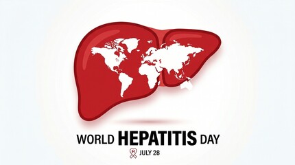 Naklejka premium World Hepatitis Day concept with human liver and world map, July 28 medical awareness banner, global health poster