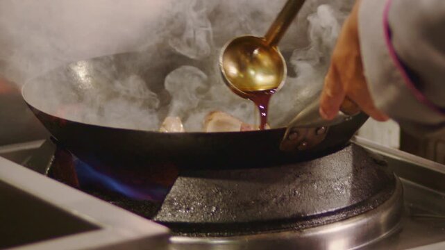 Saut&eacute;ed Loin with Pesto Spaghetti &ndash; Cooking Stock Video