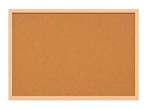 Empty cork bulletin board with light wood frame isolated on white