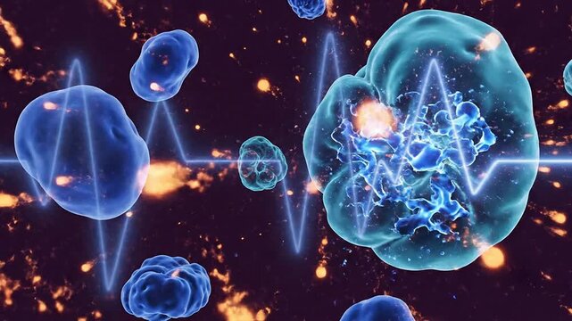 Vibrant 4K Visualization Of Cells Representing Hormonal Wave Concepts In A Dynamic And Colorful Setting Ideal For Biotechnology And Health Visuals