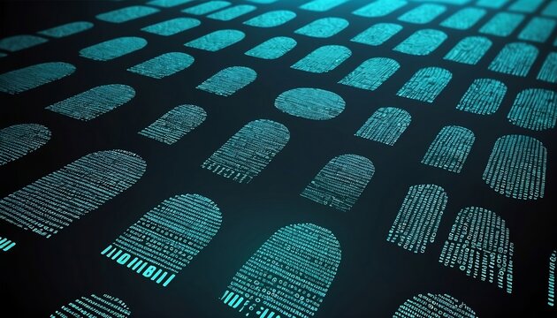 Cybersecurity digital footprints made of binary code, highlighting the importance of cybersecurity and protecting one's digital, created with generative ai