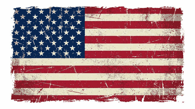 Distressed american flag vector illustration with grunge texture