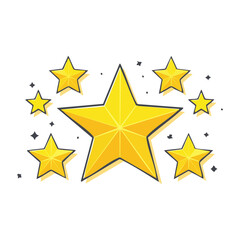Fototapeta premium Yellow star illustration with sparkles on white background