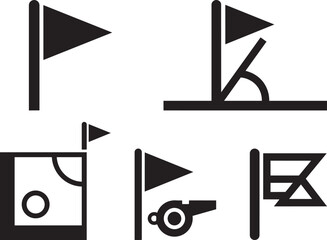 Football Corner Flag Icon Set Minimal Sports Vector Illustration Solid Color Symbol Collection © Mithu25