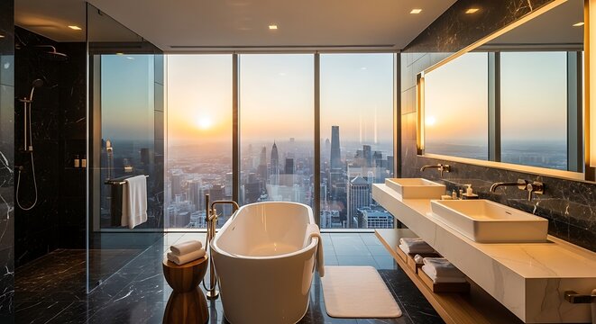 Luxury Bathtub with Skyline View