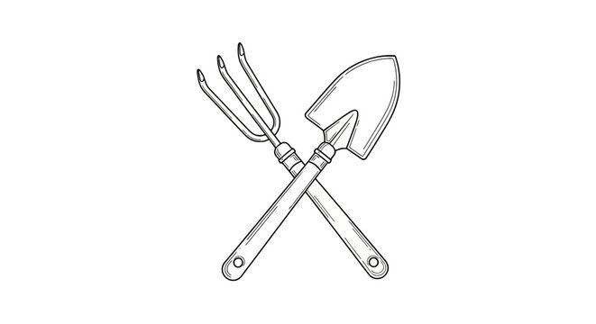 Gardening tools crossed over each other.