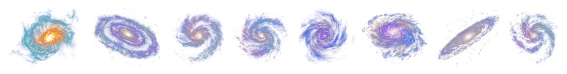 Fototapeta premium PNG Colorful spiral galaxy illustrations, transparent background