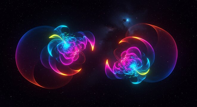 Abstract colorful energy spirals in deep space