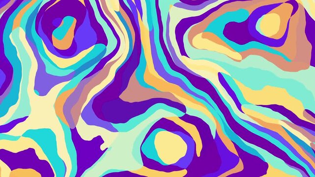 Abstract colorful loop background with a seamless psychedelic wave pattern for a vibrant, retro textile design 4k Abstract background video