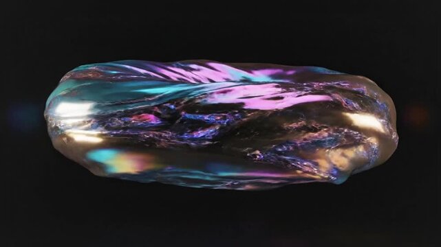 Abstract iridescent 3D torus with fluid texture and reflections