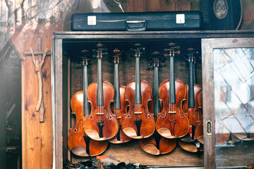 Old musical instruments - violins and cello  © Maryna Konoplytska