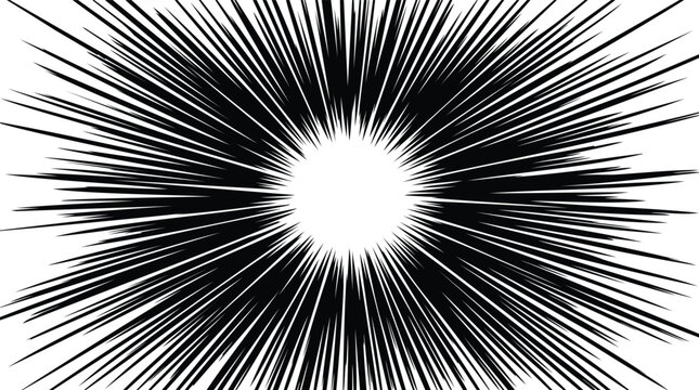 Black and white radial speed lines manga effect background