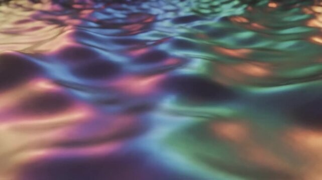 Abstract iridescent liquid waves with colorful holographic reflections