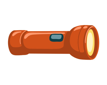 Classical flashlight with simple button. Cartoon vector illustration on white background