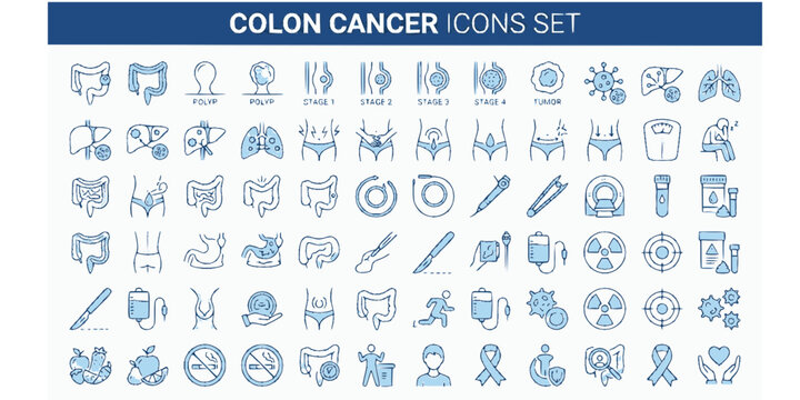 Colon cancer thin line icon . Editable stroke . Vector .
