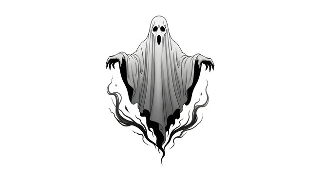 Scary phantom ghost illustration with dark smoke effects