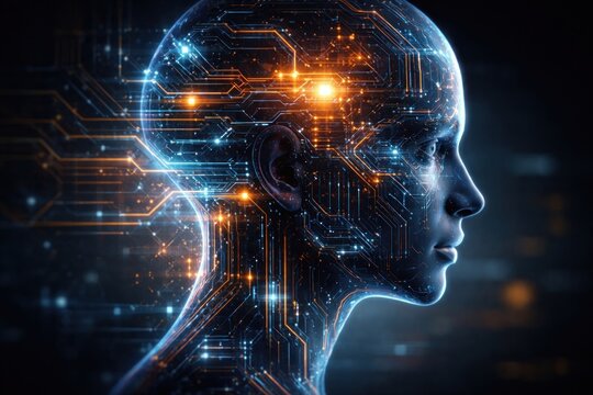 Futuristic AI digital human concept.